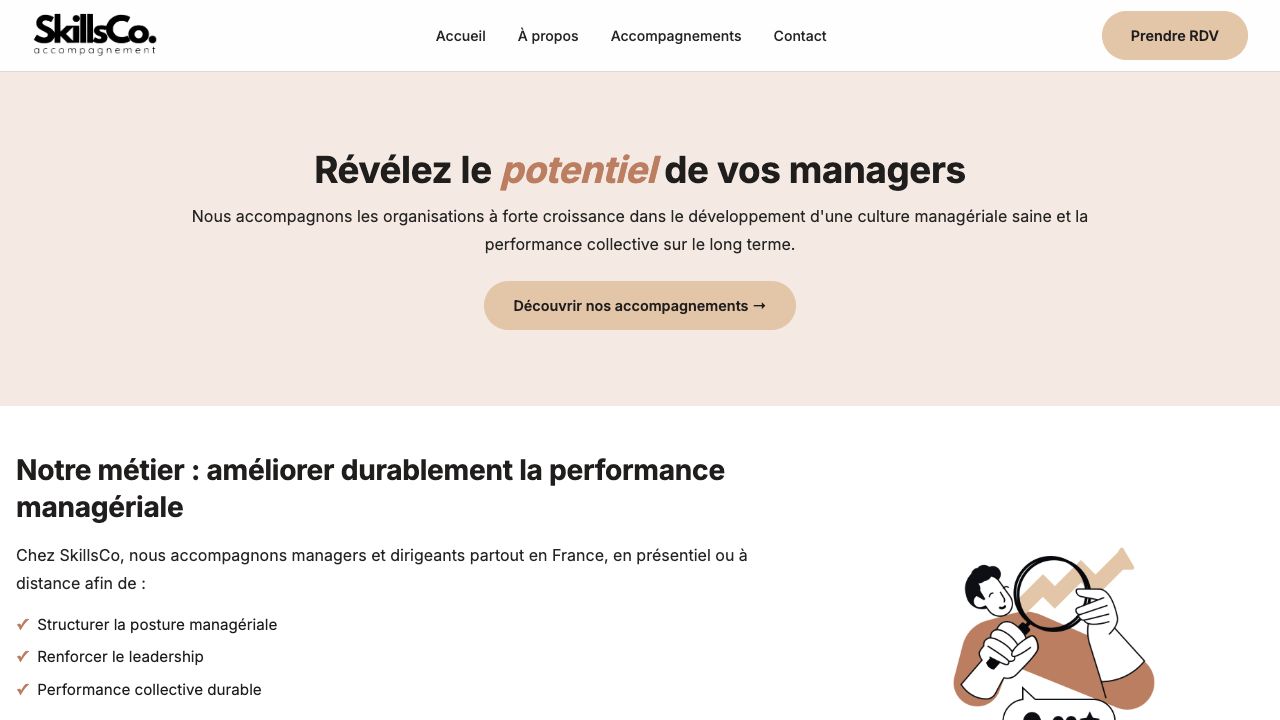 Page d’accueil du site SkillsCo